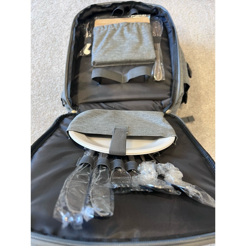Gray Mr & Mrs Insulated Picnic Backpack - Picture 5 of 13